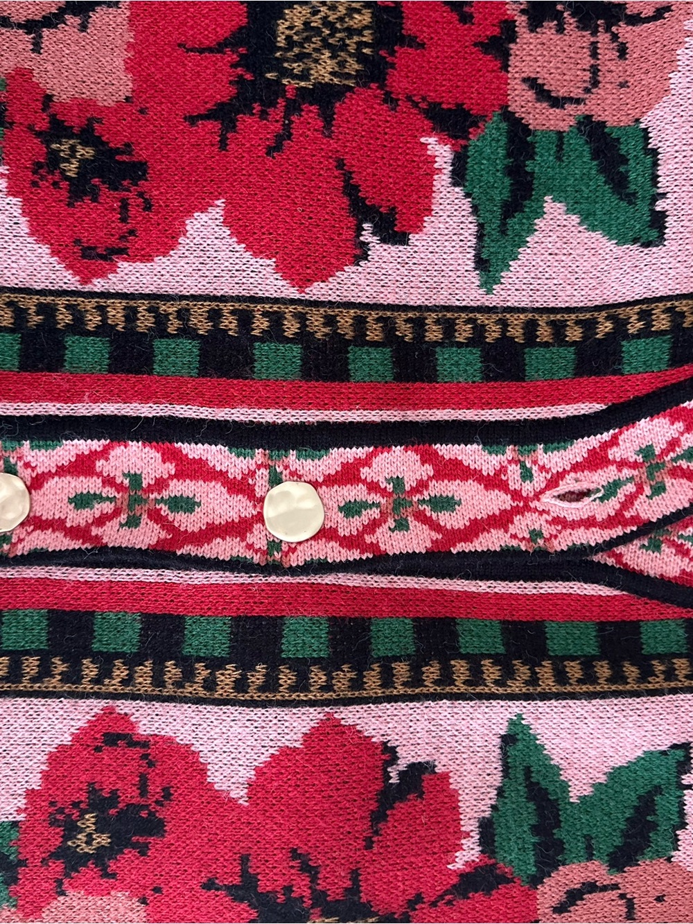 FARM Rio Pink Cardigan with Red Floral Patchwork - Picture 8 of 13